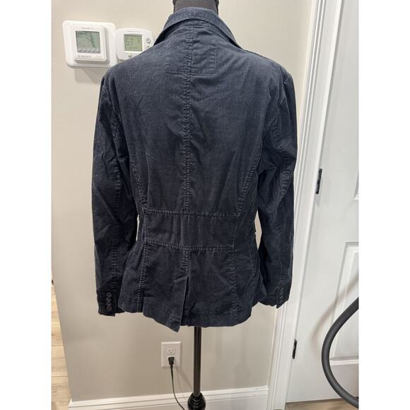 Grunge Corduroy Blazer Cinched Waist Women's Size 12 Navy Blue Dark Academia - Picture 2 of 7